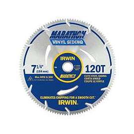 IRWIN 11830 Circular Saw Blade, 7-1/4 in Dia, 5/8 in Arbor, 120-Teeth, Applicable Materials: PVC, Vinyl