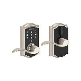 Schlage Camelot Series FE695VCAMXACC619 Keypad Lock, Satin Nickel, 2-3/8 x 2-3/4 in Backset