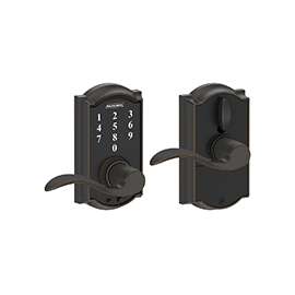 Schlage Camelot Series FE695VCAMXACC716 Keypad Lock, Aged Bronze, 2-3/8 x 2-3/4 in Backset, 1-3/8 to 1-3/4 in Thick Door