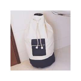 Simple Spaces Washable Laundry Bag With Strap, 15 In L X 29 In D, Cotton/Nylon