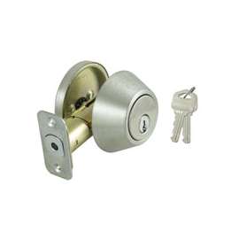 ProSource Signature Series Deadbolt, 3 Grade, Stainless Steel, 2-3/8 to 2-3/4 in Backset, KW1 Keyway