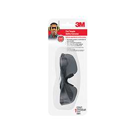 3M 47011-WV6 Safety Eyewear, Anti-Scratch Lens, Polycarbonate Lens, Semi-Rimless Frame, Plastic Frame, Black/Gray Frame