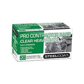 STEELCOAT FG-P9934-51 Pro Contractor Bag, 42 gal Capacity, Clear