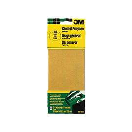 3M 9015 Sandpaper Sheet, 9 in L, 3.66 in W, Fine, 150 Grit, Aluminum Oxide Abrasive, Paper Backing