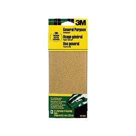 3M 9016 Sandpaper Sheet, 9 in L, 3.66 in W, Medium, 100 Grit, Aluminum Oxide Abrasive, Paper Backing