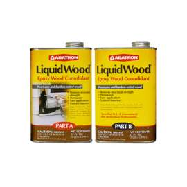 ABATRON LiquidWood LW2QKR Wood Filler, Liquid, Faint, Slightly Aromatic Part A, Irritating Ammonia Part B, Clear, 2 qt