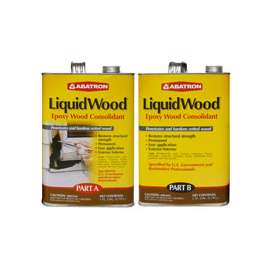 ABATRON LiquidWood LW2GKR Wood Filler, Liquid, Faint, Slightly Aromatic Part A, Irritating Ammonia Part B, Clear, 2 gal