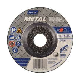 Grinding Wheels, Metal, Aluminum Oxide, 4 1/2 in Dia, 7/8 in Arbor, 24 Grit