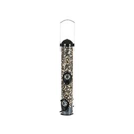 Perky-Pet 386 Squirrel Shield Feeder, 1 lb Seed, 4 Ports/Ways, Metal/Plastic, Black