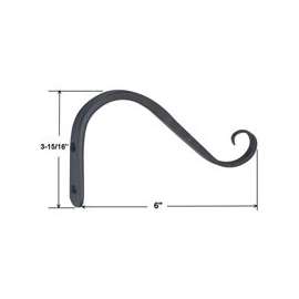 Landscapers Select GB-3021 Hanging Plant Hook, 5-3/4 in L, 3.5 in H, Steel, Matte Black, Wall Mount Mounting