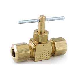 Anderson Metals 759106-06 Straight Needle Shut-Off Valve, 3/8 in Connection, Compression, Brass Body
