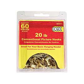 OOK 55511 Conventional Hook, 20 lb, Steel, Zinc