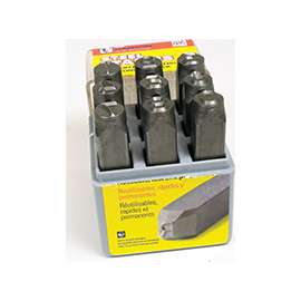 CH Hanson 20541 Number Stamp Set, 9-Piece, Steel, Specifications: 1/8 in Character, 1/4 x 2-3/8 in Shank