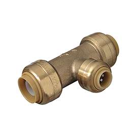 SharkBite U359LFA Pipe Tee, 1/2 x 1/4 in, Push-Fit, DZR Brass, 200 psi Pressure