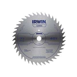 IRWIN 11140 Circular Saw Blade, 7-1/4 in Dia, 5/8 in Arbor, 40-Teeth, Steel Cutting Edge