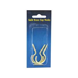 ProSource PH-122314-PS Cup Hook, 1/8 in Thread, 33 mm L, Brass, Brass Plated