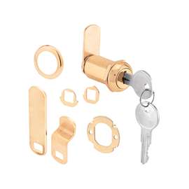 Defender Security U 9953KA Drawer and Cabinet Lock, Keyed Lock, Y13 Yale Keyway, Brass