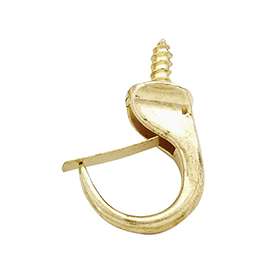 ProSource PH-122242-PS Cup Hook, 17/32 in Thread, 46 mm L, Zinc Alloy, Polished Brass