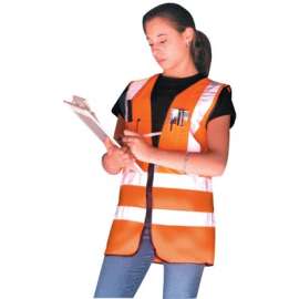 Class 2 Surveyor Style Solid Vests w/3M Scotchlite Reflective Tape, 3XL, HV OR