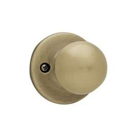 Kwikset 488P 5 CP Half-Inactive, Universal Dummy Door Knob, 1-7/8 in Dia Knob, Antique Brass