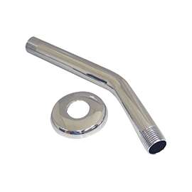Danco 89179 Shower Arm with Flange, 1/2 in Connection, Threaded, 8 in L, Brass, Chrome Plated