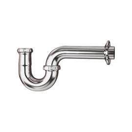 Plumb Pak PP258CP P-Trap with Flange, 1-1/2 x 1-1/4 in, Brass, Chrome