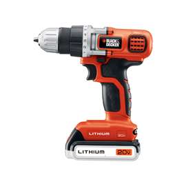 Black+Decker LDX120C Drill/Driver, Battery Included, 20 V, 3/8 in Chuck, Keyless Chuck