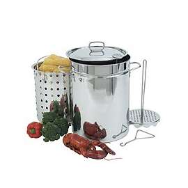 Bayou Classic 1118 Turkey Fryer Pot, 32 qt Capacity, 22 Gauge, Stainless Steel