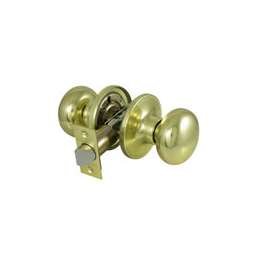 ProSource TF730V-PS Door Knob, Knob Handle, Metal, Polished Brass, 2-3/8 to 2-3/4 in Backset, 44 x 57 mm Strike