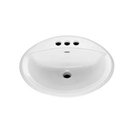 American Standard AQUALYN Series 0476.028.020 Countertop Sink, Oval Basin, 3-Deck Hole, 20-3/8 in OAW, 17-3/8 in OAH