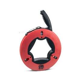 GB UpperHand Series FTS-125R Fish Tape, 1/8 in Tape, 125 ft L Tape, Carbon Steel Tape, Red Case