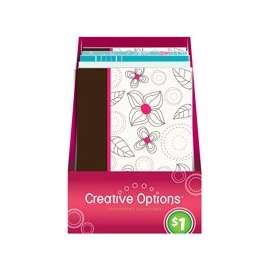 Creative Options 9916 Notepad, Blank Sheet, 50-Sheet, Black/Hot Pink/White Cover