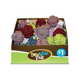Bow Wow Pals 8854 Rope Ball Dog Toy, Tug and Play Toy, Nylon, Assorted