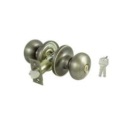 ProSource Entry Knob Lockset, Series TF, Ant Brass