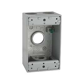 HUBBELL 5330-0 Weatherproof Box, 4 -Outlet, 1 -Gang, Aluminum, Gray, Powder-Coated