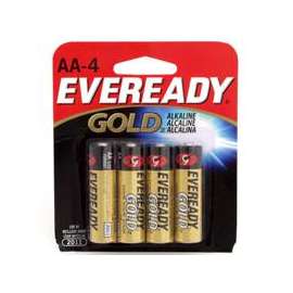 Eveready A91 A91BP-4 Battery, 1.5 V Battery, 2700 mAh, AA Battery, Alkaline, Manganese Dioxide, Zinc