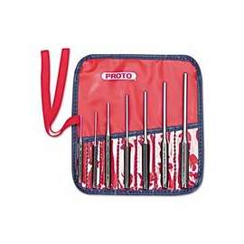 7 Piece Roll Pin Punch Sets, 1/16 in - 1/4 in Round, Kit Pouch