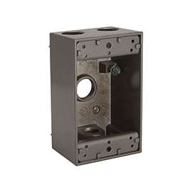 HUBBELL 5321-2 Weatherproof Box, 4 -Outlet, 1 -Gang, Aluminum, Bronze, Powder-Coated