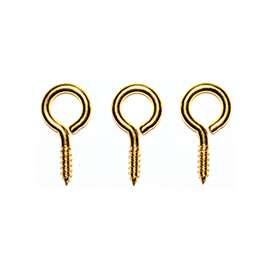 ProSource LR-240-PS Screw Eye, 4.8 mm Dia Wire, 6 mm Thread, 3/4 in L Thread, 1-15/16 in OAL, Brass, Brass Plated