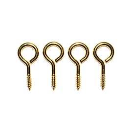 ProSource LR-242-PS Screw Eye, 4 mm Dia Wire, 4 mm Thread, 15/32 in L Thread, 1-3/8 in OAL, Brass, Brass Plated