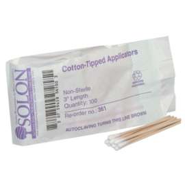 Cotton Tipped Applicators, 3 in, 100 per bag
