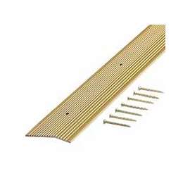 M-D 79244 Carpet Trim, 36 in L, 2 in W, Fluted Surface, Aluminum, Satin Brass