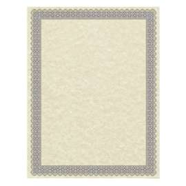 Parchment Certificates, Antique, 8 1/2 x 11, Ivory w/ Blue and Silver-Foil Border, 50/Pack