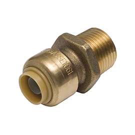SharkBite U116LFA Pipe Connector, 1/2 x 3/4 in, MNPT, Brass, 200 psi Pressure