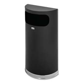 European and Metallic Series Receptacle, Half-Round, 9 gal, Black/Chrome