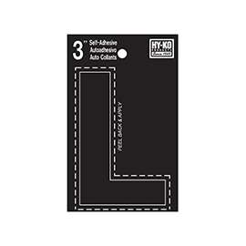 HY-KO 30400 Series 30422 Die-Cut Letter, Character: L, 3 in H Character, Black Character, Vinyl