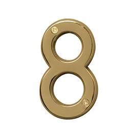 HY-KO Prestige Series BR-42PB/8 House Number, Character: 8, 4 in H Character, Brass Character, Solid Brass