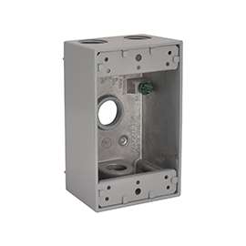 HUBBELL 5321-5 Weatherproof Box, 4 -Outlet, 1 -Gang, Aluminum, Gray, Powder-Coated