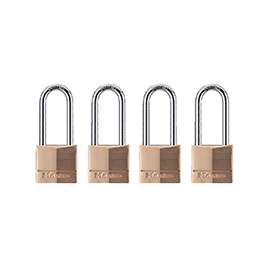 Master Lock 140QLH Padlock, Keyed Alike Key, 1/4 in Dia Shackle, Steel Shackle, Solid Brass Body, 1-9/16 in W Body