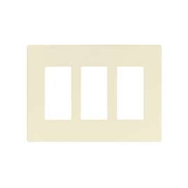 Eaton Cooper Wiring PJS PJS263LA Wallplate, 4.87 in L, 6-3/4 in W, 3 -Gang, Polycarbonate, Light Almond